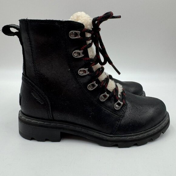 Sorel Womens Black Waterproof Lace-Up Winter Boots With Fleece Lining & Rugged - Picture 4 of 9
